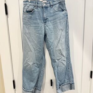 ZARA- Wide Leg Cuffed Light Wash Jeans